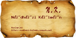 Nádházi Kálmán névjegykártya